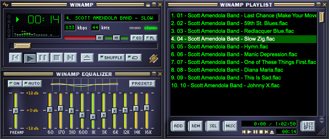 WimPyAmp with default Winamp skin